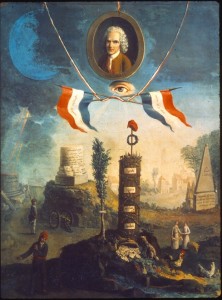 Jean-Jacques Rousseau and the Symbols of the Revolution, painting by D. Jeaurat, c. 1794